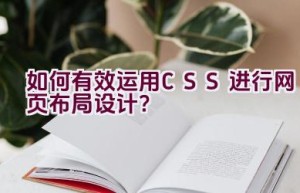 如何有效运用CSS进行网页布局设计？