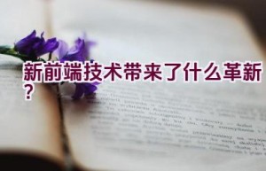 新前端技术带来了什么革新？