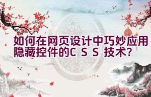 如何在网页设计中巧妙应用隐藏控件的CSS技术？