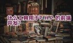 什么工具用于PHP的前端开发？