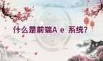 什么是前端Ae系统？