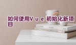 如何使用Vue初始化新项目