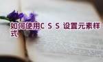 如何使用CSS设置元素样式