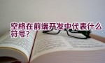 空格在前端开发中代表什么符号？