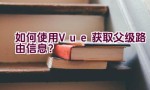 如何使用Vue获取父级路由信息？