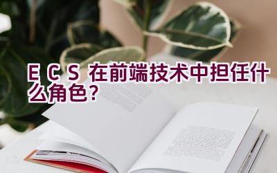 ECS在前端技术中担任什么角色？插图