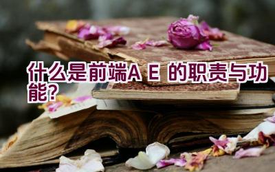 什么是前端AE的职责与功能？插图