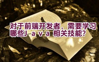 对于前端开发者，需要学习哪些Java相关技能？插图