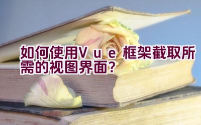 如何使用Vue框架截取所需的视图界面？插图