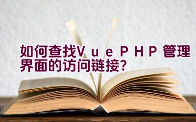 如何查找Vue PHP管理界面的访问链接？插图