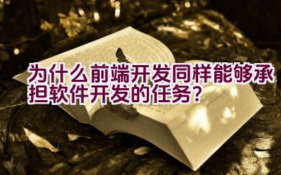 为什么前端开发同样能够承担软件开发的任务？插图