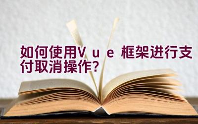 如何使用Vue框架进行支付取消操作？插图