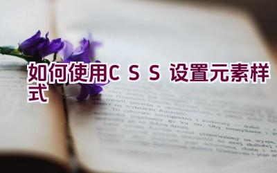 如何使用CSS设置元素样式插图