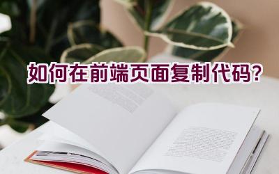 如何在前端页面复制代码？插图